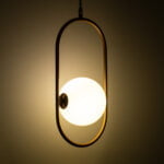 GloboStar® HAMBURG 00590 Μοντέρνο Κρεμαστό Φωτιστικό Μπάλα Μονόφωτο 1 x G9 Χρυσό Μέταλλο με Λευκό Γυαλί - Μ20 x Π15 x Υ40cm - Image 3