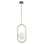 GloboStar® HAMBURG 00590 Μοντέρνο Κρεμαστό Φωτιστικό Μπάλα Μονόφωτο 1 x G9 Χρυσό Μέταλλο με Λευκό Γυαλί - Μ20 x Π15 x Υ40cm - Image 4