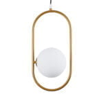 GloboStar® HAMBURG 00590 Μοντέρνο Κρεμαστό Φωτιστικό Μπάλα Μονόφωτο 1 x G9 Χρυσό Μέταλλο με Λευκό Γυαλί - Μ20 x Π15 x Υ40cm - Image 5