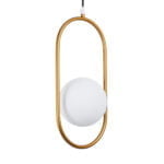 GloboStar® HAMBURG 00590 Μοντέρνο Κρεμαστό Φωτιστικό Μπάλα Μονόφωτο 1 x G9 Χρυσό Μέταλλο με Λευκό Γυαλί - Μ20 x Π15 x Υ40cm - Image 7