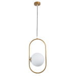 GloboStar® HAMBURG 00592 Μοντέρνο Κρεμαστό Φωτιστικό Μπάλα Μονόφωτο 1 x E14 IP20 Χρυσό Μέταλλο με Λευκό Γυαλί - Μ25 x Π20 x Υ50cm - Image 4
