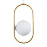 GloboStar® HAMBURG 00592 Μοντέρνο Κρεμαστό Φωτιστικό Μπάλα Μονόφωτο 1 x E14 IP20 Χρυσό Μέταλλο με Λευκό Γυαλί - Μ25 x Π20 x Υ50cm - Image 5