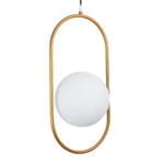 GloboStar® HAMBURG 00592 Μοντέρνο Κρεμαστό Φωτιστικό Μπάλα Μονόφωτο 1 x E14 IP20 Χρυσό Μέταλλο με Λευκό Γυαλί - Μ25 x Π20 x Υ50cm - Image 7