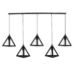 GloboStar® TRIANGLE 00608 Μοντέρνο Κρεμαστό Φωτιστικό Ράγα Πολύφωτο 5 x E27 IP20 Μαύρο Μέταλλο - Μ170 x Π22 x Y130cm - Image 3