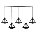 GloboStar® TRIANGLE 00608 Μοντέρνο Κρεμαστό Φωτιστικό Ράγα Πολύφωτο 5 x E27 IP20 Μαύρο Μέταλλο - Μ170 x Π22 x Y130cm - Image 4