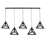 GloboStar® TRIANGLE 00608 Μοντέρνο Κρεμαστό Φωτιστικό Ράγα Πολύφωτο 5 x E27 IP20 Μαύρο Μέταλλο - Μ170 x Π22 x Y130cm - Image 5