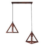 GloboStar® TRIANGLE 00613 Μοντέρνο Κρεμαστό Φωτιστικό Ράγα Δίφωτο 2 x E27 IP20 Χάλκινο Μέταλλο - Μ60 x Π22 x Y130cm - Image 3