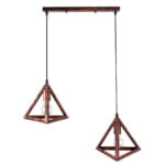 GloboStar® TRIANGLE 00613 Μοντέρνο Κρεμαστό Φωτιστικό Ράγα Δίφωτο 2 x E27 IP20 Χάλκινο Μέταλλο - Μ60 x Π22 x Y130cm - Image 4