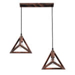GloboStar® TRIANGLE 00613 Μοντέρνο Κρεμαστό Φωτιστικό Ράγα Δίφωτο 2 x E27 IP20 Χάλκινο Μέταλλο - Μ60 x Π22 x Y130cm - Image 5