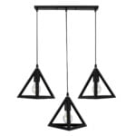 GloboStar® TRIANGLE 00621 Μοντέρνο Κρεμαστό Φωτιστικό Ράγα Τρίφωτο 3 x E27 IP20 Μαύρο Μέταλλο - Μ70 x Π22 x Y130cm - Image 3