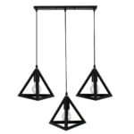 GloboStar® TRIANGLE 00621 Μοντέρνο Κρεμαστό Φωτιστικό Ράγα Τρίφωτο 3 x E27 IP20 Μαύρο Μέταλλο - Μ70 x Π22 x Y130cm - Image 4