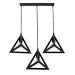 GloboStar® TRIANGLE 00621 Μοντέρνο Κρεμαστό Φωτιστικό Ράγα Τρίφωτο 3 x E27 IP20 Μαύρο Μέταλλο - Μ70 x Π22 x Y130cm - Image 5