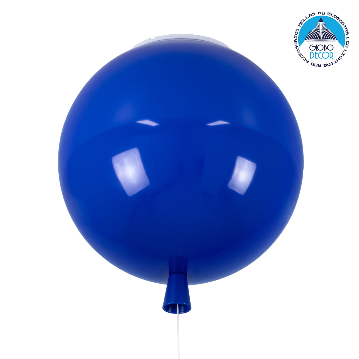 00654_1 GloboStar® BALLOON 00654 Παιδικό Φωτιστικό Οροφής Μπάλα Μονόφωτο 1 x E27 IP20 Μπλε Πλαστικό με Ασημί Μέταλλο - Μ30 x Π30 x Υ33cm - Image 1