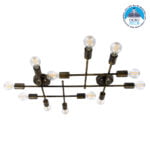 GloboStar® PIPING 00669-1 Vintage Φωτιστικό Οροφής Πλέγμα Πολύφωτο 12 x E27 IP20 Μπρούτζινο Μέταλλο - Μ78.5 x Π9.5 x Υ64cm