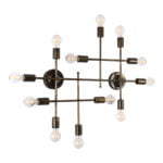 GloboStar® PIPING 00669-1 Vintage Φωτιστικό Οροφής Πλέγμα Πολύφωτο 12 x E27 IP20 Μπρούτζινο Μέταλλο - Μ78.5 x Π9.5 x Υ64cm - Image 4
