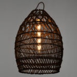 GloboStar® TAHITI 00711 Boho Κρεμαστό Φωτιστικό Πλέγμα Μονόφωτο 1 x E27 IP20 Καφέ Ξύλο - Μ38 x Π38 x Υ50cm - Image 3