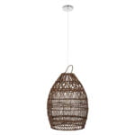 GloboStar® TAHITI 00711 Boho Κρεμαστό Φωτιστικό Πλέγμα Μονόφωτο 1 x E27 IP20 Καφέ Ξύλο - Μ38 x Π38 x Υ50cm - Image 4