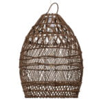 GloboStar® TAHITI 00711 Boho Κρεμαστό Φωτιστικό Πλέγμα Μονόφωτο 1 x E27 IP20 Καφέ Ξύλο - Μ38 x Π38 x Υ50cm - Image 5