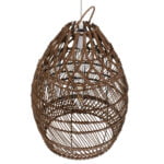 GloboStar® TAHITI 00711 Boho Κρεμαστό Φωτιστικό Πλέγμα Μονόφωτο 1 x E27 IP20 Καφέ Ξύλο - Μ38 x Π38 x Υ50cm - Image 7