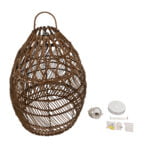 GloboStar® TAHITI 00711 Boho Κρεμαστό Φωτιστικό Πλέγμα Μονόφωτο 1 x E27 IP20 Καφέ Ξύλο - Μ38 x Π38 x Υ50cm - Image 9