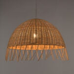 GloboStar® JAKARTA 00712 Boho Κρεμαστό Φωτιστικό Καμπάνα Μονόφωτο 1 x E27 IP20 Μπέζ Ξύλο - Μ50 x Π50 x Υ36cm - Image 3