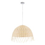 GloboStar® JAKARTA 00712 Boho Κρεμαστό Φωτιστικό Καμπάνα Μονόφωτο 1 x E27 IP20 Μπέζ Ξύλο - Μ50 x Π50 x Υ36cm - Image 4