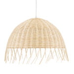 GloboStar® JAKARTA 00712 Boho Κρεμαστό Φωτιστικό Καμπάνα Μονόφωτο 1 x E27 IP20 Μπέζ Ξύλο - Μ50 x Π50 x Υ36cm - Image 5