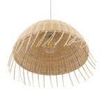 GloboStar® JAKARTA 00712 Boho Κρεμαστό Φωτιστικό Καμπάνα Μονόφωτο 1 x E27 IP20 Μπέζ Ξύλο - Μ50 x Π50 x Υ36cm - Image 6