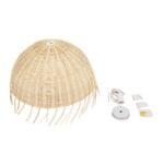 GloboStar® JAKARTA 00712 Boho Κρεμαστό Φωτιστικό Καμπάνα Μονόφωτο 1 x E27 IP20 Μπέζ Ξύλο - Μ50 x Π50 x Υ36cm - Image 9