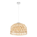 GloboStar® MANGEA 00716 Boho Κρεμαστό Φωτιστικό Πλέγμα Μονόφωτο 1 x E27 IP20 Μπέζ Ξύλο - Μ50 x Π50 x Υ34cm - Image 4