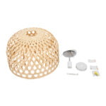 GloboStar® MANGEA 00716 Boho Κρεμαστό Φωτιστικό Πλέγμα Μονόφωτο 1 x E27 IP20 Μπέζ Ξύλο - Μ50 x Π50 x Υ34cm - Image 9