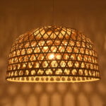 GloboStar® MANGEA 00717 Boho Κρεμαστό Φωτιστικό Πλέγμα Μονόφωτο 1 x E27 IP20 Μπεζ Ξύλο - Μ100 x Π100 x Υ59cm - Image 3