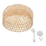 GloboStar® MANGEA 00717 Boho Κρεμαστό Φωτιστικό Πλέγμα Μονόφωτο 1 x E27 IP20 Μπεζ Ξύλο - Μ100 x Π100 x Υ59cm - Image 9