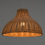 GloboStar® MAYOTTE 00724 Boho Κρεμαστό Φωτιστικό Καμπάνα Μονόφωτο 1 x E27 IP20 Μπεζ Ξύλο - Μ40 x Π40 x Υ28cm - Image 3