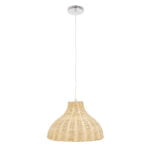 GloboStar® MAYOTTE 00724 Boho Κρεμαστό Φωτιστικό Καμπάνα Μονόφωτο 1 x E27 IP20 Μπεζ Ξύλο - Μ40 x Π40 x Υ28cm - Image 4