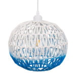 GloboStar® SANTOR 00728 Boho Κρεμαστό Φωτιστικό Πλέγμα Μονόφωτο 1 x E27 IP20 Λευκό & Μπλε Σχοινί - Μ30 x Π30 x Υ30cm - Image 6