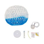 GloboStar® SANTOR 00728 Boho Κρεμαστό Φωτιστικό Πλέγμα Μονόφωτο 1 x E27 IP20 Λευκό & Μπλε Σχοινί - Μ30 x Π30 x Υ30cm - Image 9