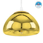 GloboStar® CRISTIN 00757 Μοντέρνο Κρεμαστό Φωτιστικό Ανάρτηση Μονόφωτο 1 x G4 Χρυσό Γυαλί - Μ18 x Π18 x Υ13cm