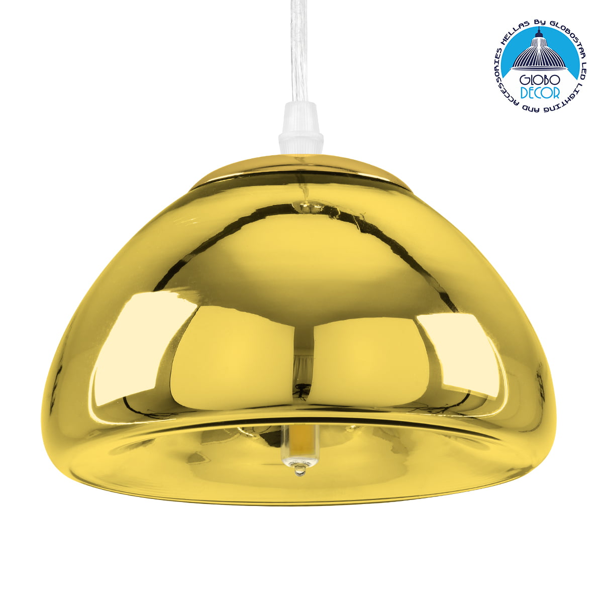 00757_1 GloboStar® CRISTIN 00757 Μοντέρνο Κρεμαστό Φωτιστικό Ανάρτηση Μονόφωτο 1 x G4 Χρυσό Γυαλί - Μ18 x Π18 x Υ13cm - Image 1