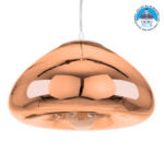 GloboStar® CRISTIN 00761 Μοντέρνο Κρεμαστό Φωτιστικό Ανάρτηση Μονόφωτο 1 x E27 IP20 Χάλκινο Γυαλί - Μ30 x Π30 x Υ19cm