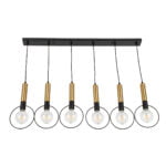 GloboStar® OLVERO 00776 Μοντέρνο Κρεμαστό Φωτιστικό Ράγα Πολύφωτο 6 x E27 IP20 Μαύρο & Χρυσό Μέταλλο - Μ110 x Π18 x Y130cm - Image 5