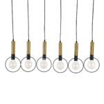 GloboStar® OLVERO 00776 Μοντέρνο Κρεμαστό Φωτιστικό Ράγα Πολύφωτο 6 x E27 IP20 Μαύρο & Χρυσό Μέταλλο - Μ110 x Π18 x Y130cm - Image 6