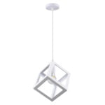 GloboStar® CUBE 00802 Μοντέρνο Κρεμαστό Φωτιστικό Πλέγμα Μονόφωτο 1 x E27 IP20 Λευκό Μέταλλο - Μ25 x Π25 x Υ25cm - Image 3