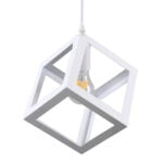 GloboStar® CUBE 00802 Μοντέρνο Κρεμαστό Φωτιστικό Πλέγμα Μονόφωτο 1 x E27 IP20 Λευκό Μέταλλο - Μ25 x Π25 x Υ25cm - Image 4