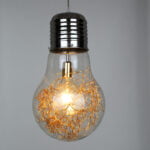 GloboStar® LAMP 00808 Μοντέρνο Κρεμαστό Φωτιστικό Φιγούρα Μονόφωτο 1 x E27 IP20 Ασημί & Χρυσό Μέταλλο με Διάφανο Γυαλί - Μ30 x Π30 x Υ52cm - Image 3