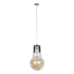 GloboStar® LAMP 00808 Μοντέρνο Κρεμαστό Φωτιστικό Φιγούρα Μονόφωτο 1 x E27 IP20 Ασημί & Χρυσό Μέταλλο με Διάφανο Γυαλί - Μ30 x Π30 x Υ52cm - Image 4