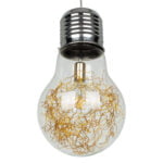 GloboStar® LAMP 00808 Μοντέρνο Κρεμαστό Φωτιστικό Φιγούρα Μονόφωτο 1 x E27 IP20 Ασημί & Χρυσό Μέταλλο με Διάφανο Γυαλί - Μ30 x Π30 x Υ52cm - Image 5