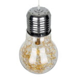 GloboStar® LAMP 00808 Μοντέρνο Κρεμαστό Φωτιστικό Φιγούρα Μονόφωτο 1 x E27 IP20 Ασημί & Χρυσό Μέταλλο με Διάφανο Γυαλί - Μ30 x Π30 x Υ52cm - Image 6
