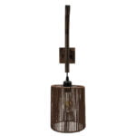 GloboStar® ARTI 00887 Vintage Φωτιστικό Τοίχου Απλίκα Μονόφωτο Καφέ Σκούρο Ξύλινο με Σχοινί και Καπέλο Φ18 x Μ18 x Π30 x Υ35-75cm - Image 3
