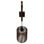 GloboStar® ARTI 00887 Vintage Φωτιστικό Τοίχου Απλίκα Μονόφωτο Καφέ Σκούρο Ξύλινο με Σχοινί και Καπέλο Φ18 x Μ18 x Π30 x Υ35-75cm - Image 4